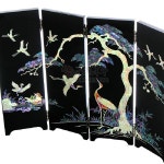 샵오브코리아 자개병풍 송학 의닮 흑색 - 자개로 만든 송학 병풍
