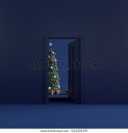 문이 열린 크리스마스 룸3d 렌더링 스톡 일러스트 1562246590 | Shutterstock