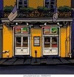 뉴올리언스 프렌치 쿼터 만화 스타일 스톡 일러스트 2068005434 | Shutterstock