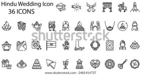 힌두교 위딩 아이콘 집합. 라인 아트 스톡 일러스트 2481414737 | Shutterstock