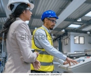 인도 여성 공장 상사는 제조 기계에서 스톡 사진 2564184717 | Shutterstock