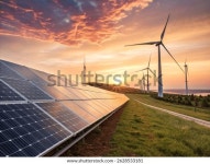 멀리 언덕에 있는 전경과 풍력 터빈에 스톡 사진 2628533181 | Shutterstock