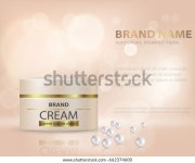 바디크림은 3d 화장품이다.얼굴 크림 용지와 진주를 스톡 벡터(로열티 프리) 662374600 | Shutterstock