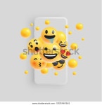 매트 스마트폰으로 3D와 다양한 종류의 이모티콘, 스톡 벡터(로열티 프리) 1035469165 | Shutterstock