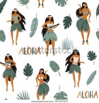 알로하 매끄러운 패턴입니다.하와이 여학생들이 훌라 춤을 스톡 벡터(로열티 프리) 1414517813 | Shutterstock