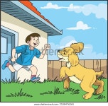 소년이 개와 놀고 있다 스톡 벡터(로열티 프리) 2108476265 | Shutterstock