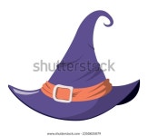 만화 보라색 마녀모자 벡터 그림입니다. 흰색 스톡 벡터(로열티 프리) 2350835079 | Shutterstock