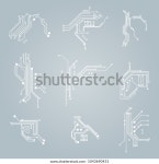 회로판 요소 회색 배경에 흰색 얇은 스톡 벡터(로열티 프리) 1043690431 | Shutterstock
