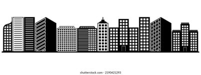 블랙 앤 화이트 빌딩 도시 풍경 스톡 벡터(로열티 프리) 2438817585 | Shutterstock