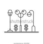 가로등과 도시 공원, 도시 공공 장소 스톡 벡터(로열티 프리) 2453192485 | Shutterstock