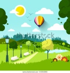 시티 파크벡터 자연.초록빛 자연경관화창한 날 스톡 벡터(로열티 프리) 553053082 | Shutterstock