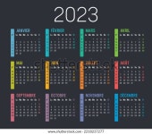 2023년 달력에는 몇 주 간의 숫자가 스톡 벡터(로열티 프리) 2218237277 | Shutterstock