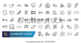 편안한 수면 간단한 윤곽 아이콘 세트. 스톡 벡터(로열티 프리) 2473170947 | Shutterstock