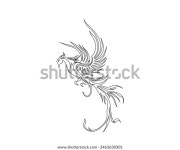봉황새의 연속 한 선 그림. 불타는 스톡 벡터(로열티 프리) 2463630301 | Shutterstock