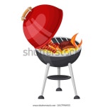 뚜껑이 열린 뜨거운 그릴에서 소시지와 고기를 스톡 벡터(로열티 프리) 2417996955 | Shutterstock