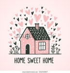 Home Sweet Home이라는 텍스트로 떠다니는 하트로 스톡 벡터(로열티 프리) 2522565857 | Shutterstock