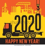 크레인은 2020년 새해에 트럭, 문자 해피 스톡 벡터(로열티 프리) 1526135669 | Shutterstock