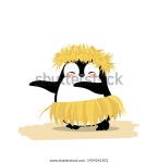 귀여운 펭귄은 하와이 훌라 춤을 노란색 스톡 벡터(로열티 프리) 1454261501 | Shutterstock