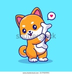 귀여운 시바 이누 개 포옹 본 스톡 벡터(로열티 프리) 2179587893 | Shutterstock