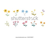 귀여운 간단한 꽃 요소 세트 스톡 벡터(로열티 프리) 2545192837 | Shutterstock