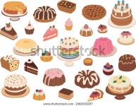 디저트, 케이크 등각 평면 아이콘 컬렉션. 스톡 벡터(로열티 프리) 2482654207 | Shutterstock