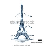 파리의 에펠탑흰색 배경에 격리된 손으로 그린 스톡 벡터(로열티 프리) 105777251 | Shutterstock