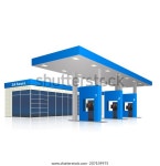 작은 상점을 갖춘 주유소와 원근법에 반영하다 스톡 벡터(로열티 프리) 207109975 | Shutterstock