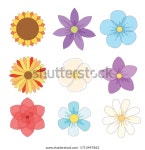 흰 벡터 세트에 격리된 정원 꽃자연꽃 스톡 벡터(로열티 프리) 1713447862 | Shutterstock