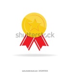 흰색 바탕에 빨간 리본이 달린 금메달입니다. 스톡 벡터(로열티 프리) 2252693101 | Shutterstock