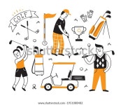 낙서식의 골프 장비와 골프 선수들. 클럽, 스톡 벡터(로열티 프리) 1951088482 | Shutterstock