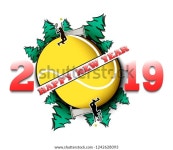 Happy New Year 2019 Tennis Ball 스톡 벡터(로열티 프리) 1242628093 | Shutterstock