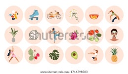 건강한 라이프 스타일 아이콘이 설정되었습니다.건강 및 스톡 벡터(로열티 프리) 1716798583 | Shutterstock