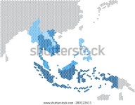 헥사곤은 동남아시아와 인근 국가들이 지도를 이루고 스톡 벡터(로열티 프리) 280122611 | Shutterstock