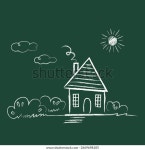 집, 태양, 구름, 집 근처 정원. 스톡 벡터(로열티 프리) 2469698105 | Shutterstock