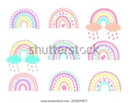 보호 무지개 삽화 세트. 크게 현대 스톡 벡터(로열티 프리) 2452079877 | Shutterstock