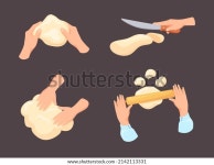 밀가루 반죽을 반죽한다. 베이커손, 누룩에 빵을 스톡 벡터(로열티 프리) 2142113331 | Shutterstock