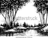 자작나무 숲의 호수 스톡 벡터(로열티 프리) 73541116 | Shutterstock