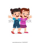어린 아이가 가장 친한 친구를 껴안고 스톡 벡터(로열티 프리) 2168332247 | Shutterstock