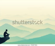 바위 위에 앉아 고요한 언덕, 산등성이를 스톡 벡터(로열티 프리) 733877401 | Shutterstock