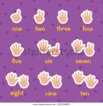 손가락으로 숫자 일이 삼사오육칠팔구 십팔구 그림 스톡 벡터(로열티 프리) 2329948853 | Shutterstock