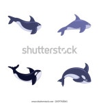 오르카 아이콘은 만화 벡터를 설정합니다. 작은 스톡 벡터(로열티 프리) 2459765061 | Shutterstock