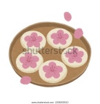 꽃잎을 넣은 팬프라이드 달콤한 떡. 스톡 벡터(로열티 프리) 2208203021 | Shutterstock