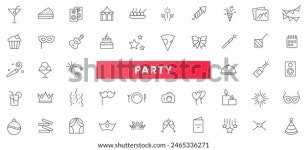 파티, 엔터테인먼트 라인 아이콘 세트. 이벤트, 스톡 벡터(로열티 프리) 2465336271 | Shutterstock