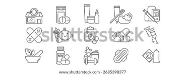 약국 라인 아이콘 세트. 약국 건물, 스톡 벡터(로열티 프리) 2685398377 | Shutterstock