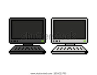 픽셀 아트 개인용 컴퓨터, 모니터 및 스톡 벡터(로열티 프리) 1836025795 | Shutterstock