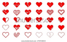 레드 하트 아이콘 컬렉션, 러브 펄스 스톡 벡터(로열티 프리) 2729158415 | Shutterstock