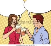 한 커플이 맥주를 마시는 복고풍 팝 스톡 벡터(로열티 프리) 719619001 | Shutterstock