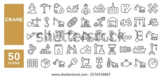 Set 50 Line Icons Related Crane 스톡 벡터(로열티 프리) 2576918887 | Shutterstock