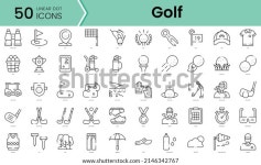 골프 아이콘 집합입니다. 라인 아트 스타일 스톡 벡터(로열티 프리) 2146342767 | Shutterstock