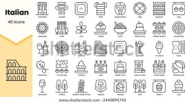 이탈리아어 아이콘 세트. 간단한 라인 아트 스톡 벡터(로열티 프리) 2440894745 | Shutterstock